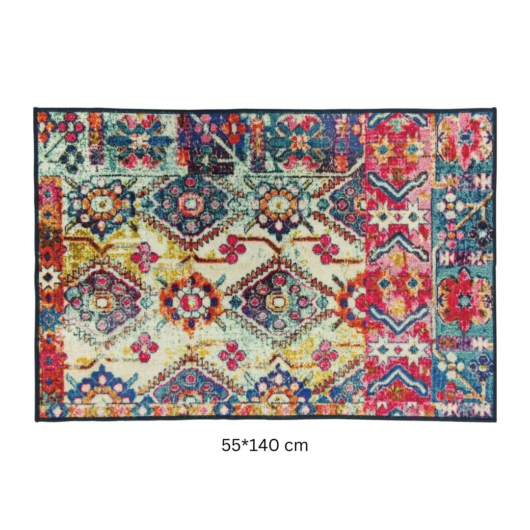 Floor Mats: Status Contract 3 x 5 Feet Multi Printed Vintage Persian Carpets Rug Runner for Bedroom/Living Area/Home with Anti Slip Backing