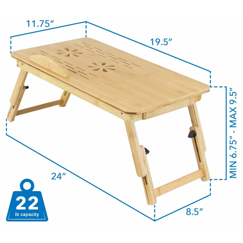 Folding Study Table: Adjustable Bamboo Laptop