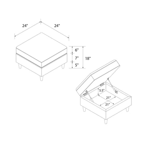 Foot Stool: 24'' Wide Square Storage Ottoman with Storage