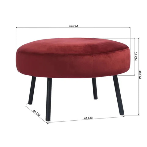 Foot Stool: 25.2" Wide Velvet Round Standard Ottoman