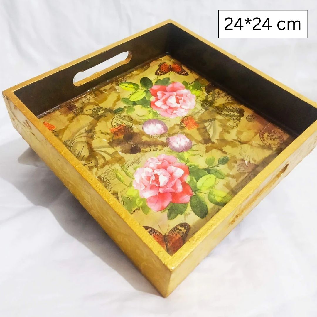 Home Decor Floral Vintage Tray