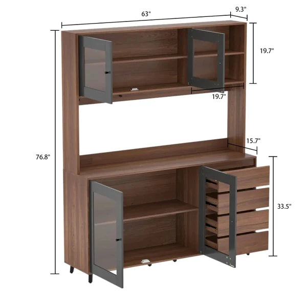 Hutch Cabinets: 63'' Wide Hutch Cabinet And Microwave Stands, Cupboard