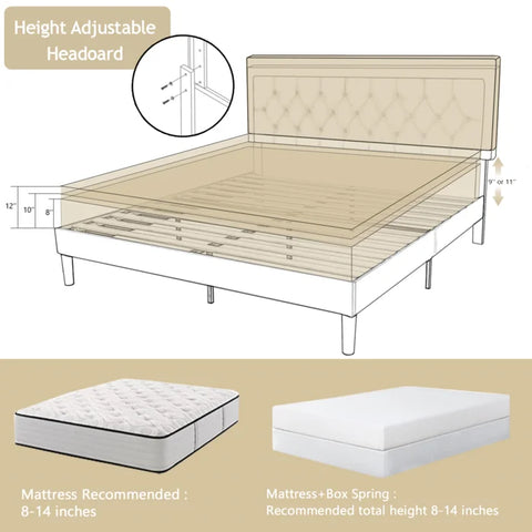 Hydraulic Bed: Hegg Tufted Upholstered Platform Bed