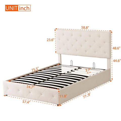 Hydraulic Bed: Upholstered Platform bed with a Hydraulic Storage System