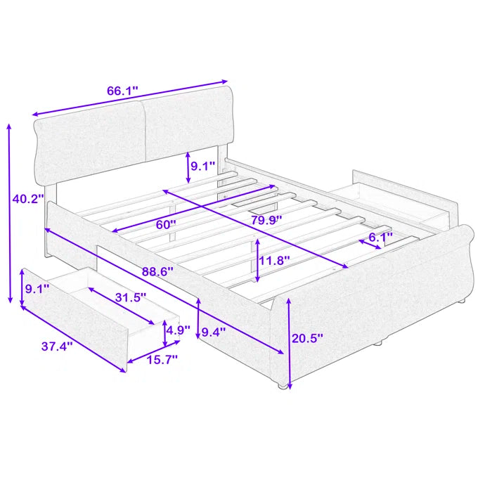 Hydraulic bed: Upholstered Storage Bed