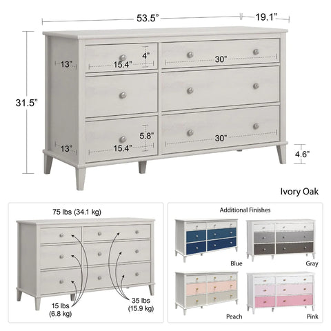 Kids Chest Of Drawers : MK 6 Drawer Double Dresser