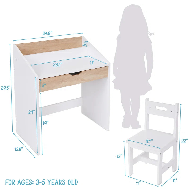 Kids Study Table: 24.8'' Art Desk Chair Set