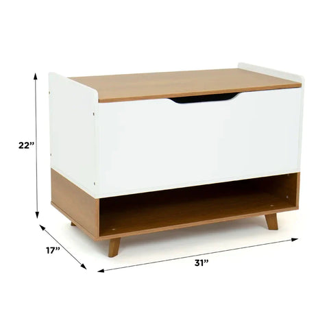 Kids Toy Storage Unit: Wood/White Toy Storage Box