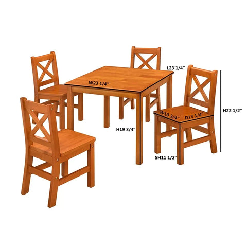 Kids Writing Table: Kids 3 Piece Solid Wood Square Play / Activity Table and Chair Set