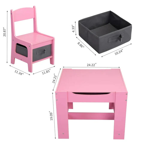 Kids Writing Table: Kids 3 Piece Square Play / Activity Table and Chair Set