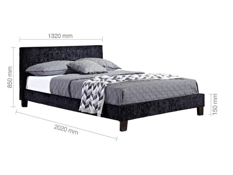 King Size Bed: Black Crushed Velvet King Size Bed