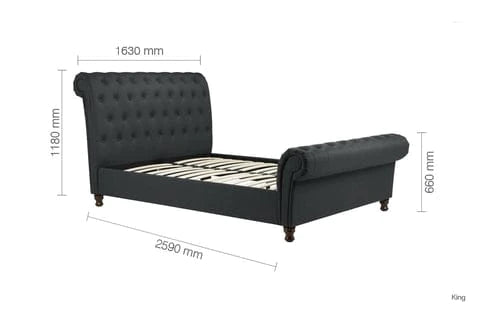 King Size Bed: Charcoal Fabric King Size Bed