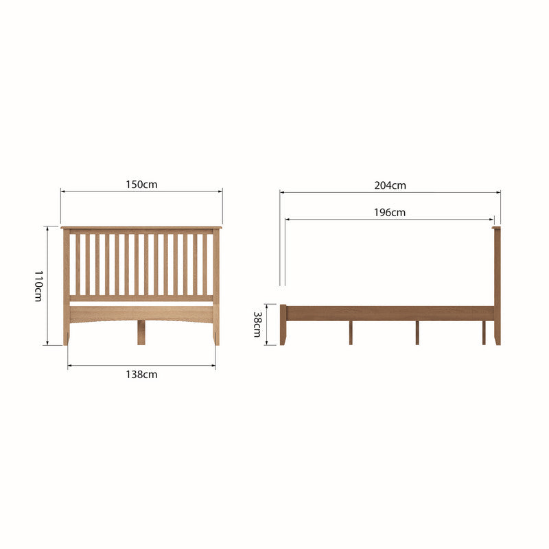 King Size Bed: Light Oak Wooden King Size Bed