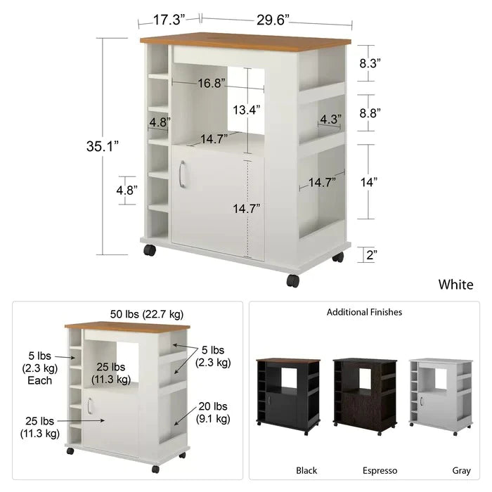 Kitchen Island: 29.6'' Wide Rolling Kitchen Island Table