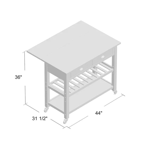 Kitchen Island: 44'' Wide Rolling Kitchen Island Table with Stainless Steel Top