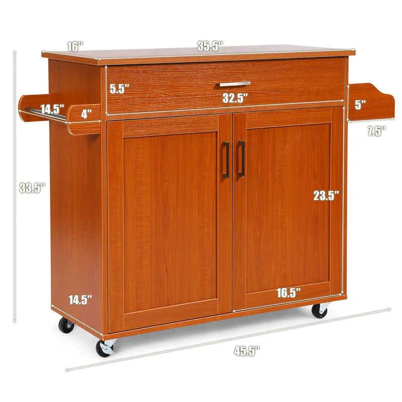 Kitchen Island: 45.5'' Kitchen Island with Locking Wheels