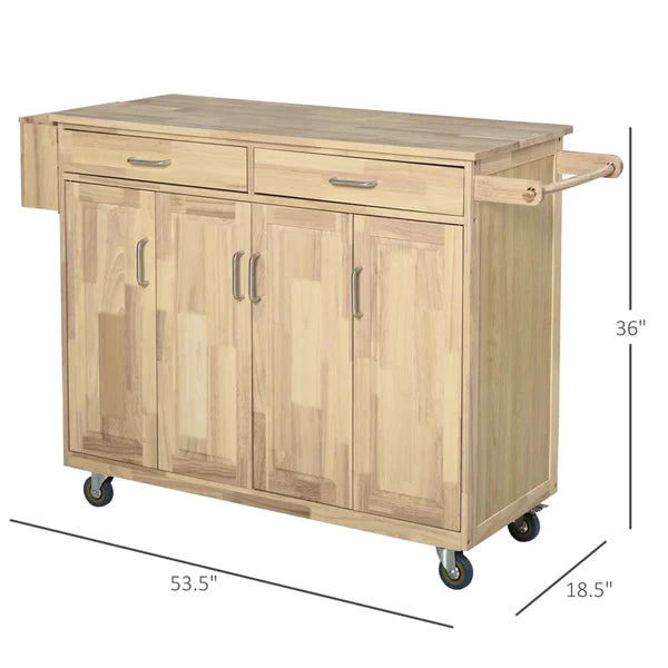 Kitchen Island: 50.75'' Kitchen Island with Locking Wheels