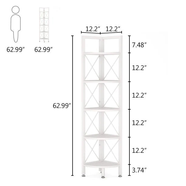 Kitchen Shelves : 63" H x 12" W x 12" D Corner Wooden Showcase Shelf