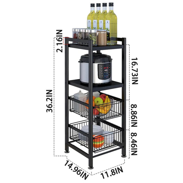 Kitchen Shelves: Barlette 47.7" H x 11.8" W x 14.9" D Shelving Unit