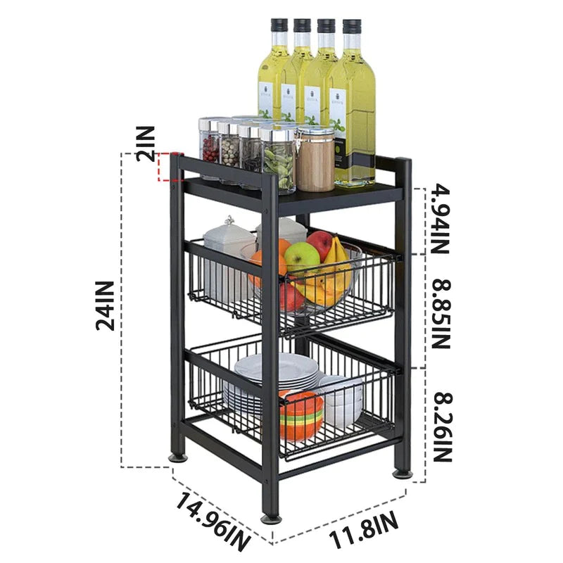 Kitchen Racks: Gellan 24" H x 15" W x 11.8" D Kitchen Storage Rack