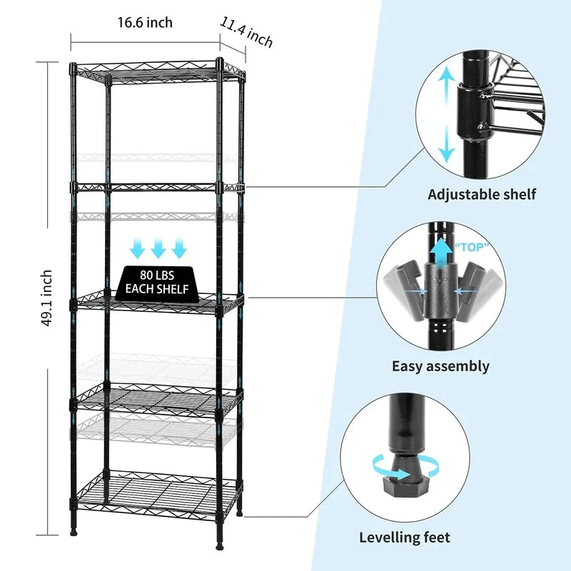 Kitchen Racks: Hentom 49.1" H x 16.6" W x 11.4" D Adjustable Shelf Unit