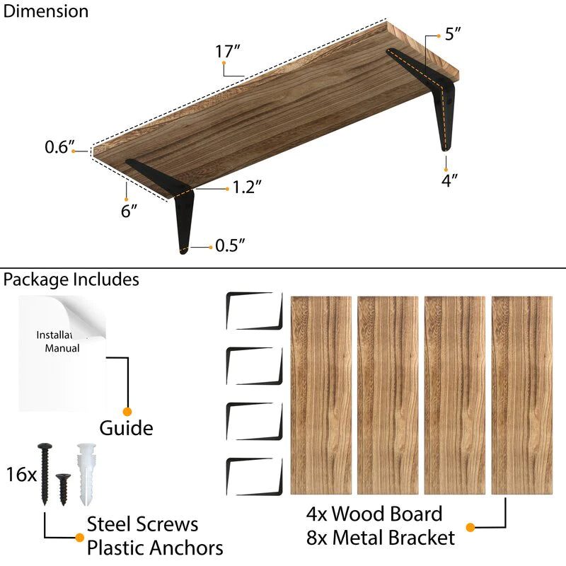 Kitchen Shelves: Solid Wooden Showcase Bracket Shelf Kitchen & Wall Shelves