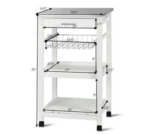 Kitchen Trolley: 18.5'' Kitchen Cart