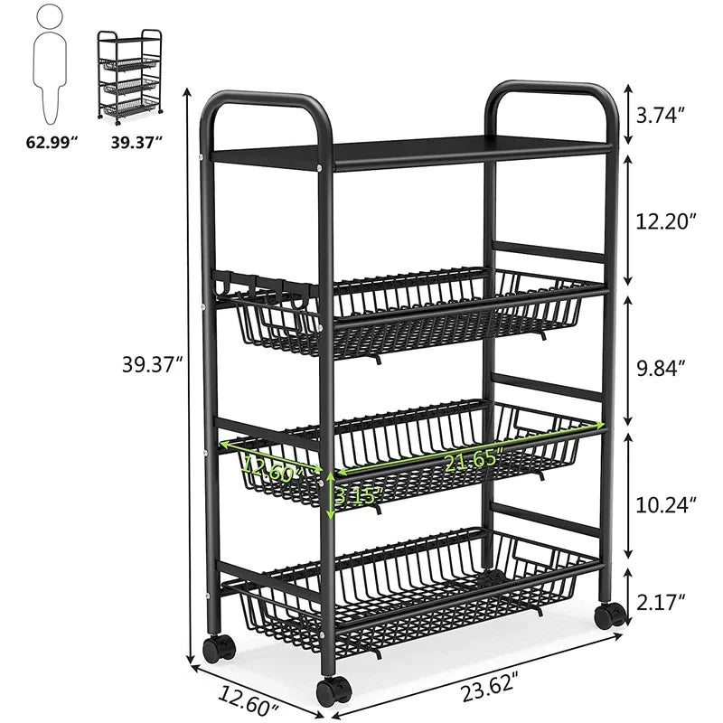 Kitchen Trolley: 23.62'' Standard Kitchen Cart