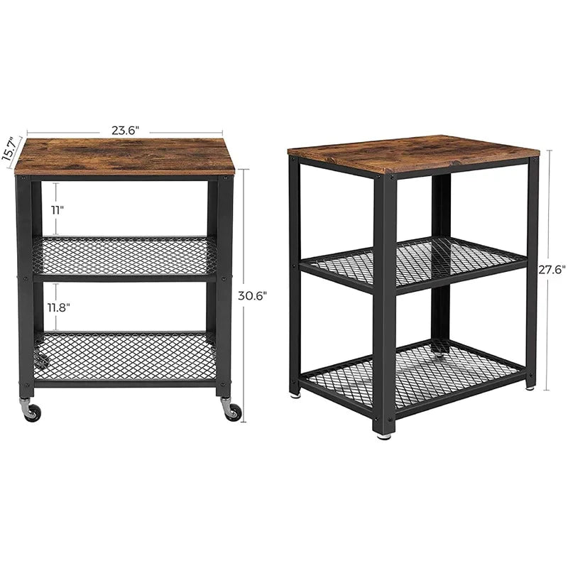 Kitchen Trolley: 23.6'' with Locking Wheels