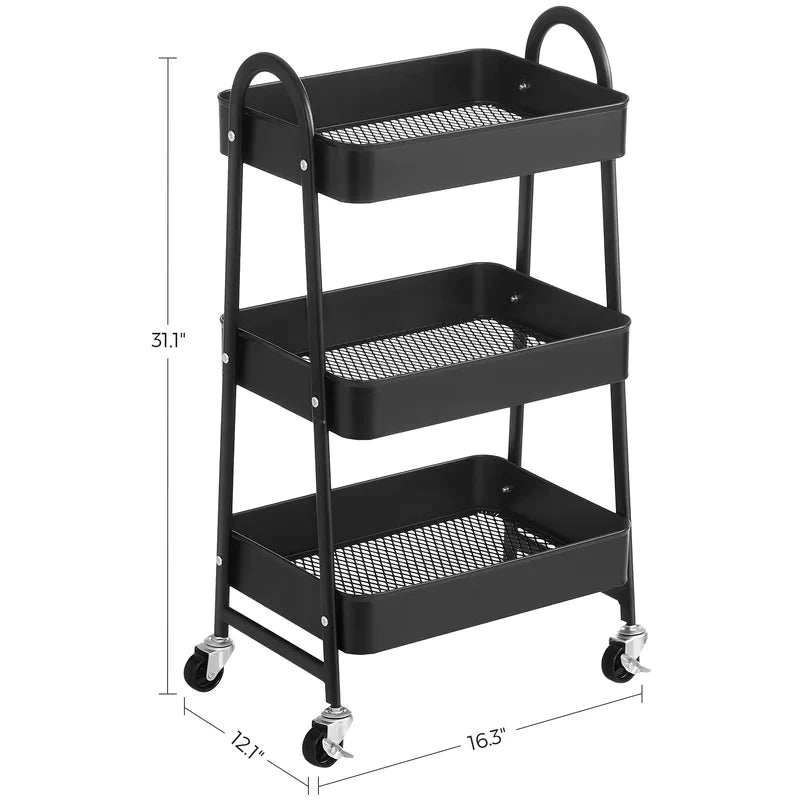 Kitchen Trolley: 3-Tier Rolling, Metal Kitchen Storage Trolley