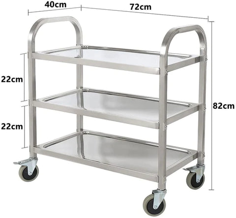 Kitchen Trolley: 30'' Rolling Stainless Steel Cart