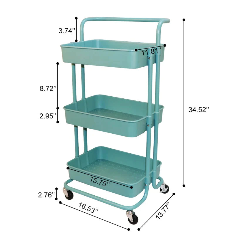 Kitchen Trolley: Trolley Kitchen Cart with Wheels 3 Layers