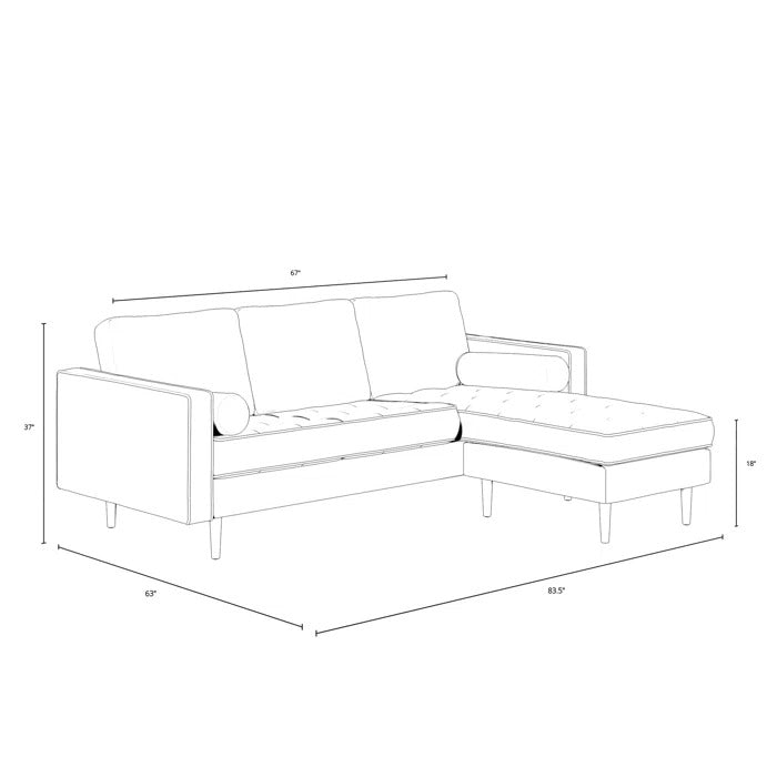 L Shape Sofa Set: 84" Wide Reversible Sofa and Chaise