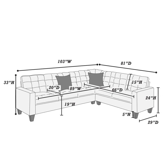 L Shape Sofa Set: Reversible Corner Design Sofa