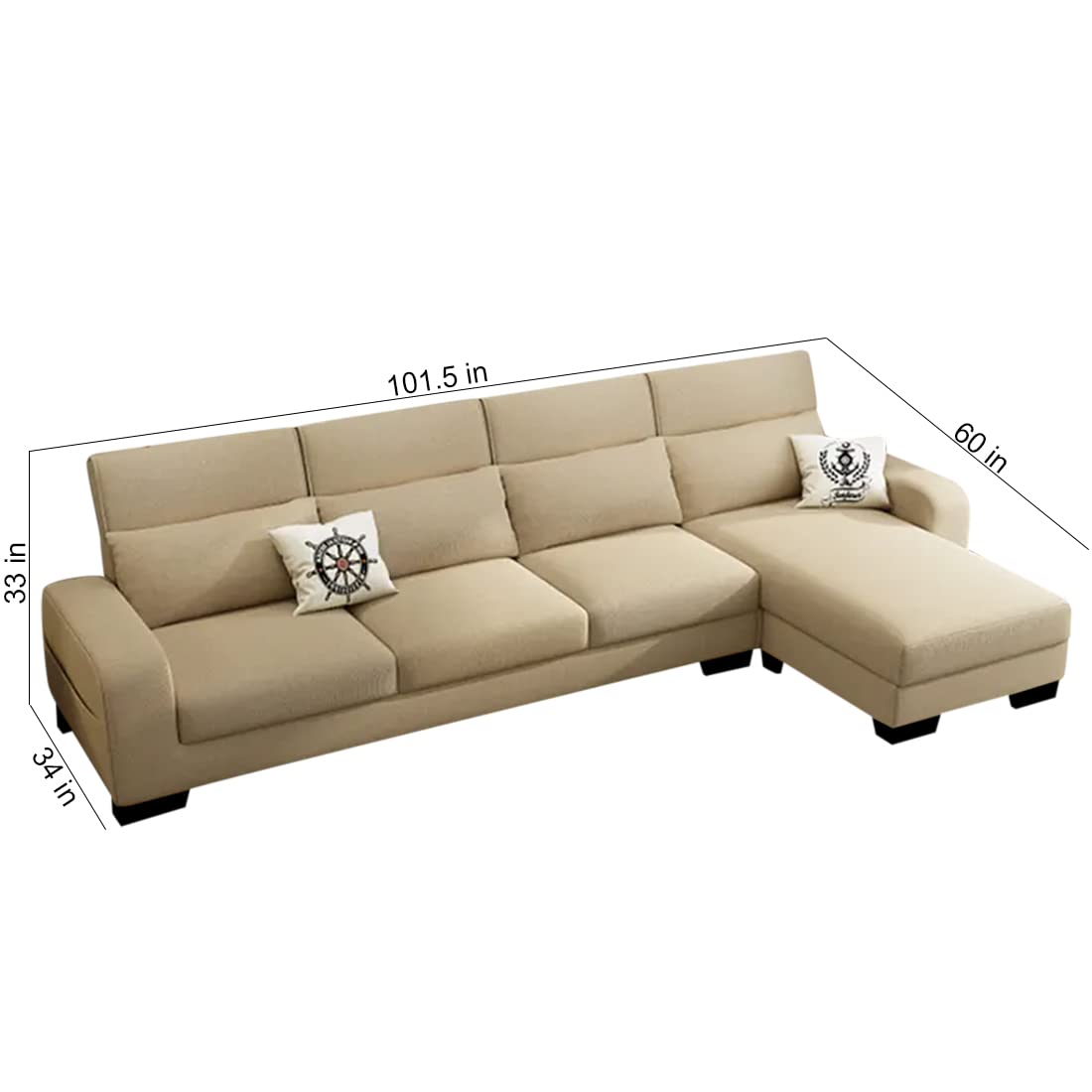 L Shape Sofa Set:- Roland Hardwood Sectional Leatherette Sofa Set (Grey)