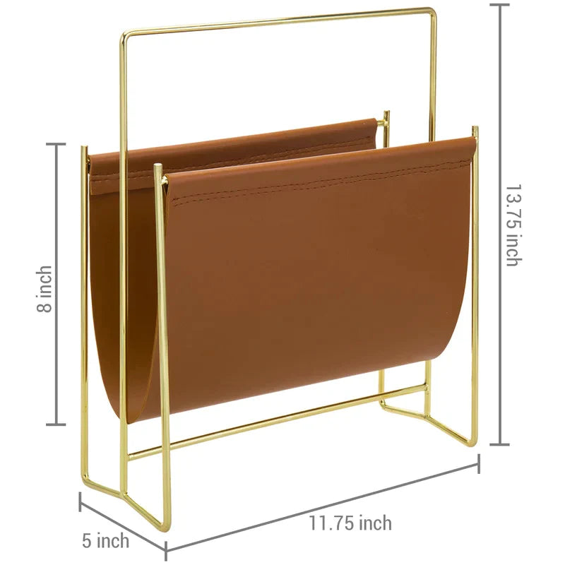 Magazine Racks: Leatherette Sling Freestanding Magazine Holder Rack