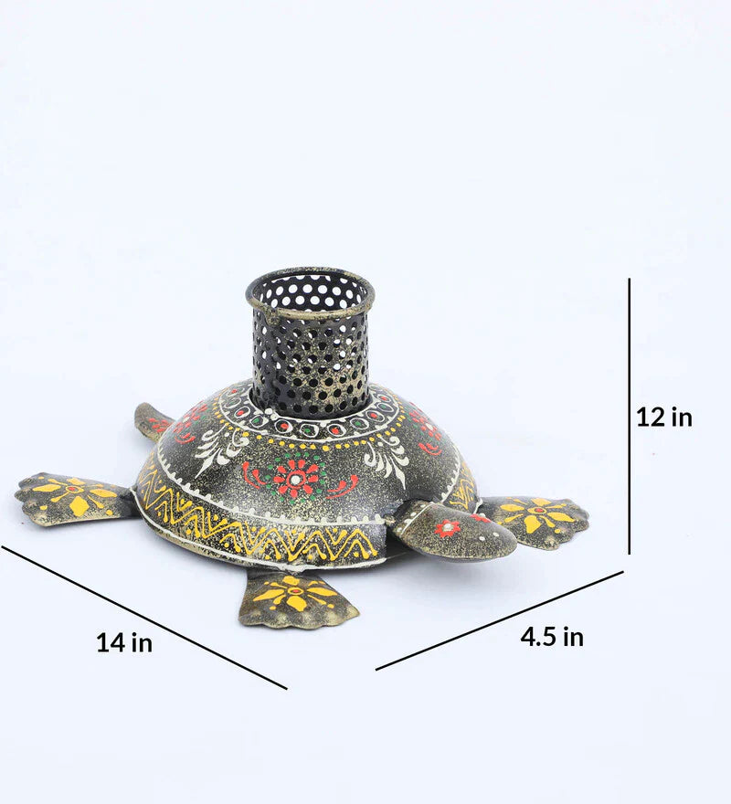 Pen Stand : Metal Multicolour Hand Painted Tortoise Pen Stand