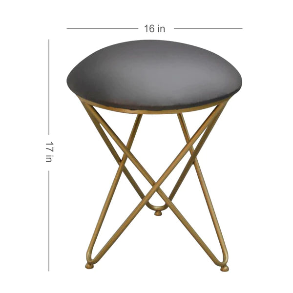 Metallic Stools: Black Leatherette Cross Leg Ottoman