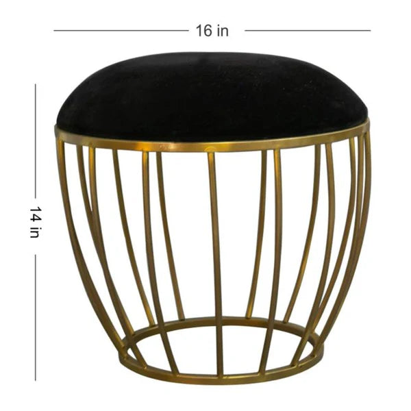 Metallic Stools: Black Velvet Gold Legs Cage Ottoman