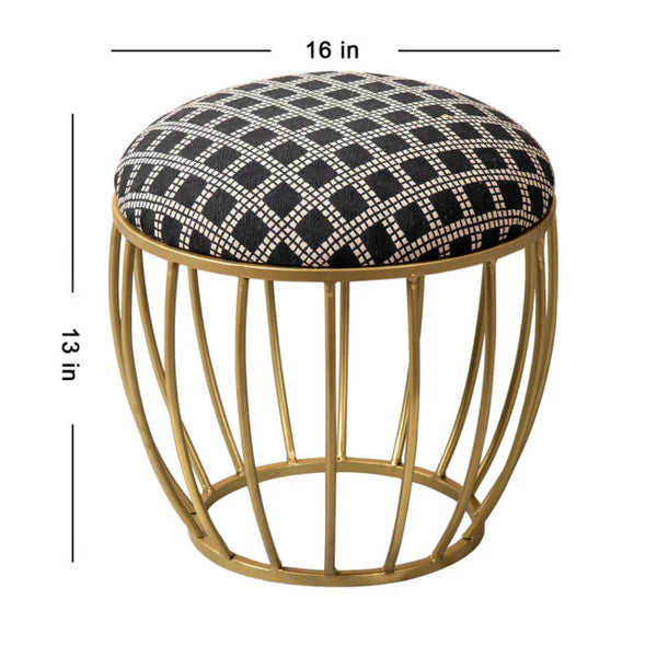 Metallic Stools: Black & Cream Cage Ottoman