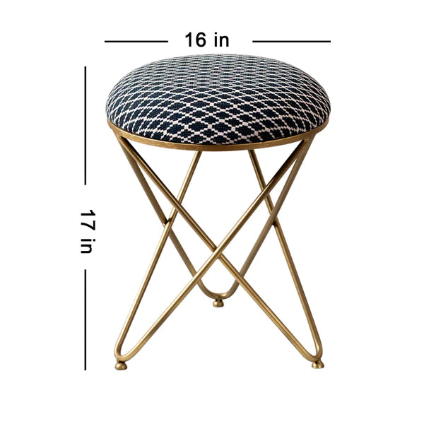 Metallic Stools: Black & White Cross Legs Ottoman