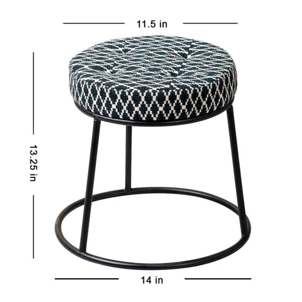 Metallic Stools: Black & White Metallic Ottoman