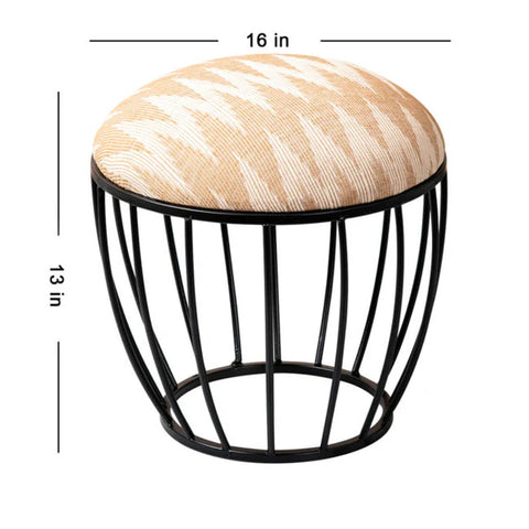 Metallic Stools: Cream & Beige Cage Ottoman