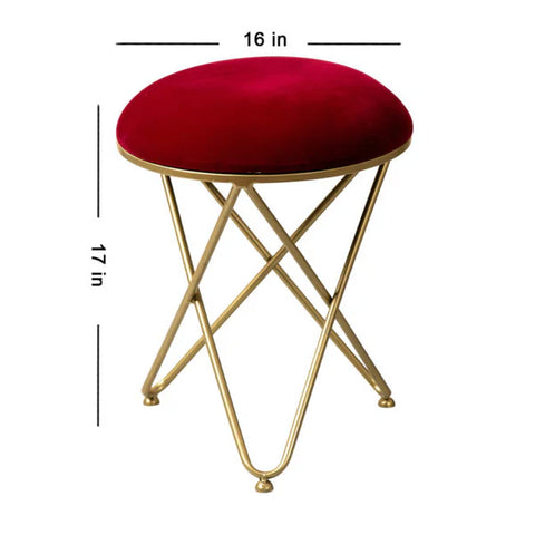 Metallic Stools: Maroon Velvet Cross Leg Ottoman