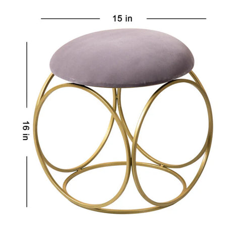 Metallic Stools: Round Leg Grey Velvet Ottoman