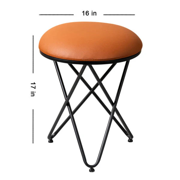 Metallic Stools: Tan Leatherette Cross Leg Ottoman