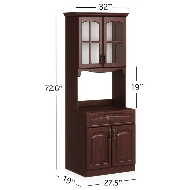 Microwave Stands : 73" Kitchen Pantry & Hutch Cabinets, Wooden Showcase