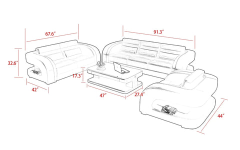 Modern Sofa Set: 5 Seater Leatherette Sofa Set