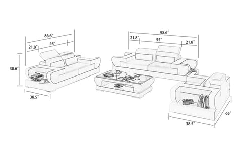 Modern Sofa Set: 5 Seater Leatherette Sofa Set