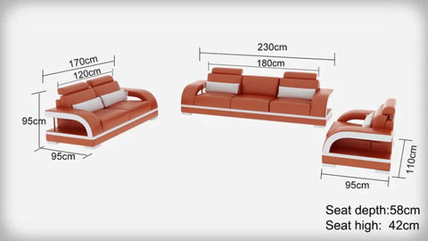 Modern Sofa Set: 6 Seater Leatherette Sofa Set